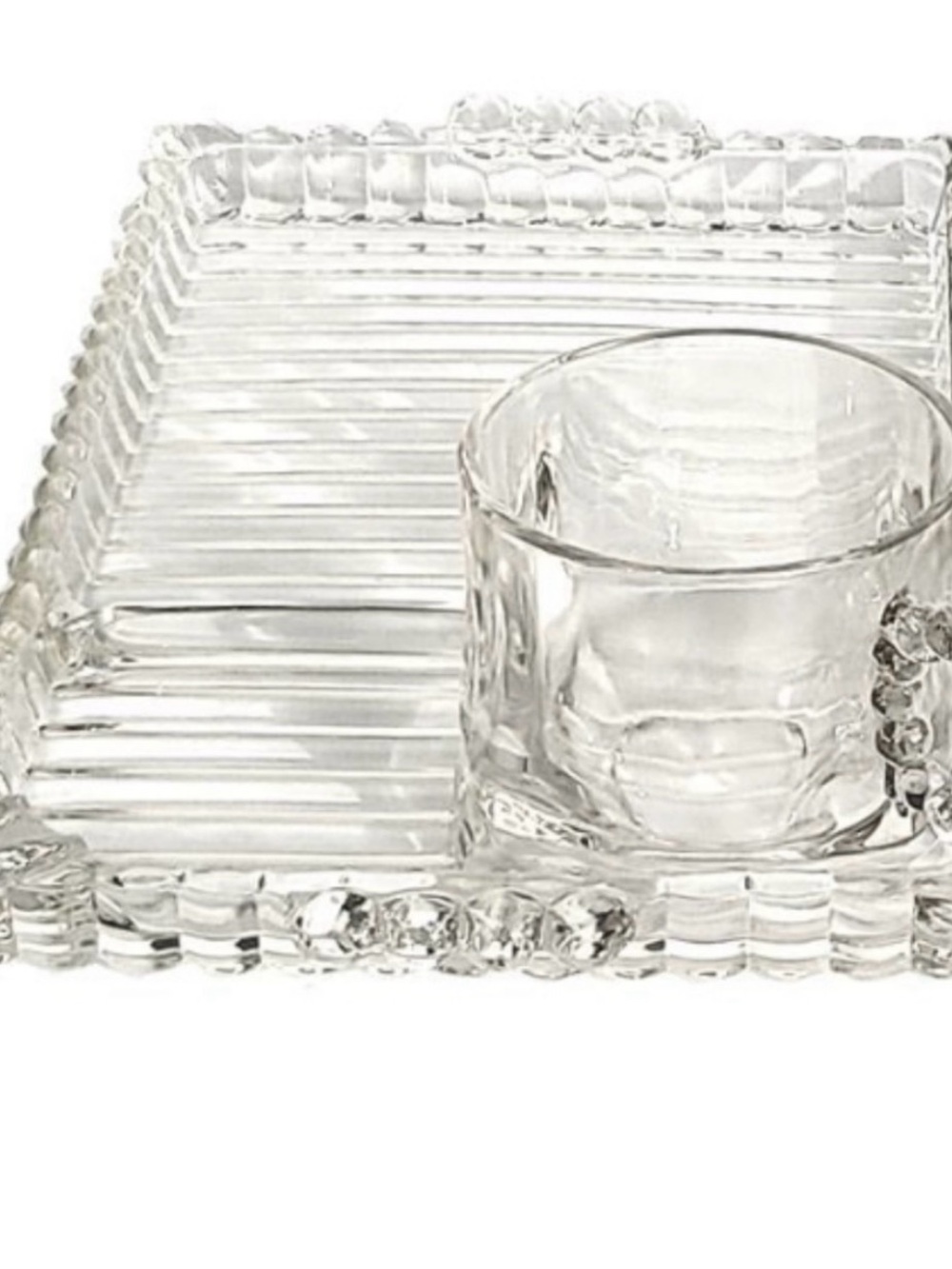 Vintage hazel atlas Clear Glass Sectioned Serving Tray with glass